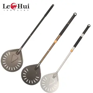 Perforated Pizza Peel With Retractable Handle Aluminum Turning Pizza Shovel Long Handle For Removable Pizza Peel Head