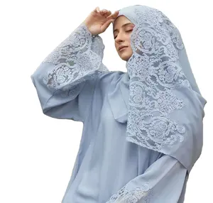 Pileli çiçek siyah malezya Istanbul İslami giyim robe abaya kadınlar için de luxe müslüman namaz elbise dubai khimar 2022