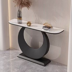 <span class=keywords><strong>Mesa</strong></span> de Decoración de Entrada con Base de <span class=keywords><strong>Media</strong></span> <span class=keywords><strong>Luna</strong></span> en Metal Dorado, Mueble Moderno para Sala de Estar, <span class=keywords><strong>Mesa</strong></span> de Esquina para Pasillo - Product Image 5