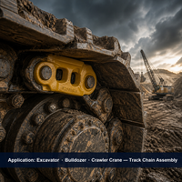 Chaîne de chenille en acier forgé pour excavatrice et bulldozer Hitachi Volvo |   Alliage 35CrMnBM |   Pièces de train de roulement personnalisées OEM Master Link