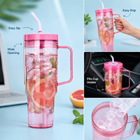 40 oz PC plastic tumbler met rietje en handvat, gepersonaliseerde bekers, tumblers groothandel, bulk, lekvrije tumbler