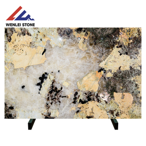 Losa de Mármol Blanco Platino Natural Wenlei de Lujo con Vetas Doradas y Negras, Altamente Translúcida, para Uso <span class=keywords><strong>en</strong></span> Interiores de Cocinas de Villas - Product Image 1