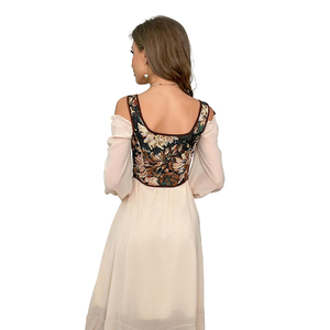 Robe Corset <span class=keywords><strong>Vintage</strong></span> Florale Renaissance pour Femme, Style Quotidien, avec Bretelles, Ceinture, Gilet Ajusté, Bustier à Cordon et Débardeur à Nouer - Product Image 4