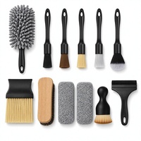 Kit de 11 brosses de nettoyage intérieur de voiture, ensemble d'outils de detailing pour tableau de bord, aérateurs, sièges et raclette pour SUV et camion