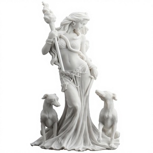 Escultura de Resina de la Diosa Griega de la Magia <span class=keywords><strong>Hécate</strong></span> con sus Perros, Diseño Veronese, 13 3/8 Pulgadas, con Acabado Blanco Mármol - Product Image 1