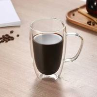Tasses à café et à thé à double paroi isolées, tendance, rondes, transparentes, pour le petit-déjeuner, le lait, l'eau, vente en gros