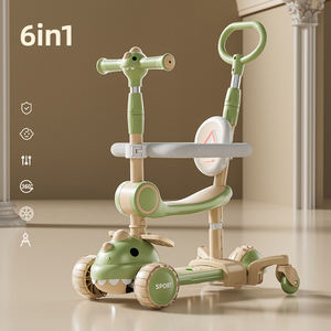 XCD-1688 Розовый оптовый самокат с большими колесами, пластиковый, трехколесный, регулируемый, с принтом и мигающими огнями, для детей от 2 до 13 лет - Product Image 6