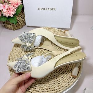 Chaussures Femmes Luxe รองเท้าส้นเตี้ยผ้าไหมประดับพลอยเทียมส้นสูงทันสมัยหรูหรา - Product Image 6