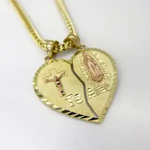 Duyizhao 14k Gold plattiert geteiltes Herz Ich liebe dich Ich liebe dich Paar Charme Anhänger für Herren / Damen