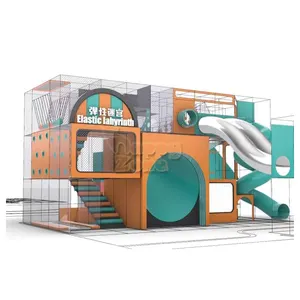 Kids Maze Indoor Soft Playground para niños con múltiples toboganes para laberinto interior y exterior