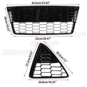 3 pièces Grilles inférieures de pare-chocs avant style Zetec S, grilles de course en nid d'abeille pour Ford Focus Estate MK3 2012 2013 2014 - Product Image 6