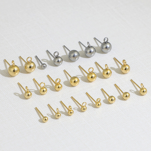 韩式不锈钢珠别针闭环串珠耳环带戒指时尚DIY饰品配件批发 - Product Image 1