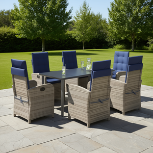 Set da Pranzo da Giardino in Rattan Grigio PE per 6 Persone, Gambe Regolabili, Arredamento da Esterno in Stile Contemporaneo con Telaio in Acciaio - Product Image 2