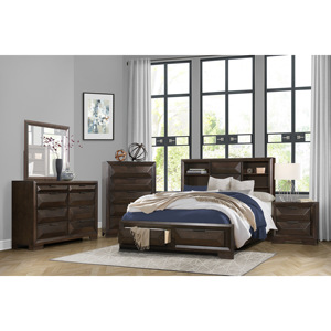 Comodino Contemporaneo a 2 Cassetti con Finitura Espresso Caldo e Pannello Frontale Rialzato, Arredamento per Camera da Letto - Product Image 5