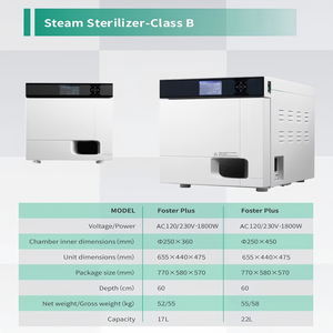Nouvel autoclave dentaire à vapeur de classe <span class=keywords><strong>B</strong></span> Fomos, stérilisateur certifié CE, imprimante intégrée, minuterie intelligente, 22L, électrique, en acier inoxydable - Product Image 6