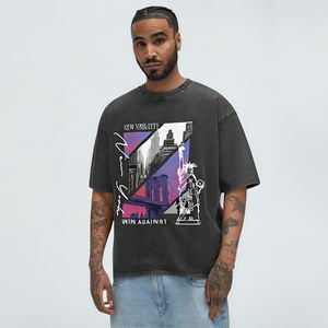 Camiseta Retro Vintage de algodón lavado con ácido para hombre, de alta calidad Algodón 100%, estilo Hip Hop, manga corta, logotipo de secado rápido de gran tamaño - Product Image 1