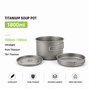 야외 캠핑용 순수 티타늄 스톡팟, 휴대용 접이식 조리기구 세트 (야생 요리용) - Product Image 1