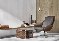Fauteuil de salon en cuir et tissu au design moderne pour salon, chambre et appartement - Fauteuil pivotant écologique
