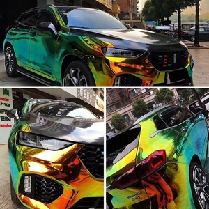 Topcar Chất Lượng Cao Ba Chiều Chrome Màu Hồng Xe Vinyl Bọc Cuộn Căng Ra Cầu Vồng Chrome Vinyl Phim Sản Xuất Xe Phim - Product Image 2