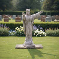 Statue traditionnelle du Sacré-Cœur de Jésus en granit rouge, statue commémorative d'extérieur, 24 pouces de haut.