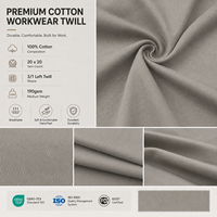 Kain Twill Katun Sisir 100% 190gsm Ringan Tenun untuk Seragam Profesional & Pakaian Luar Ruangan