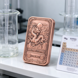 Lingote de Cobre Puro 999 de 1oz, Lingote de Cobre Grabado con Borde Ornamental Retro, Relieve de Alta Definición para Coleccionistas y Artículos de Valor - Product Image 5