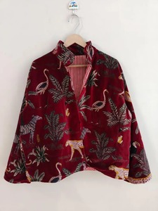 Hot <b>Sale</b> Jungle Print Velvet Jackets Indian Handmade Velvet Jacket or Boho Style <b>Quilted</b> Jackets Available <b>for</b> Worldwide Supply - Product Image 2