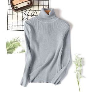 Pull à col roulé décontracté pour <span class=keywords><strong>femme</strong></span>, manches longues, fin, <span class=keywords><strong>chaud</strong></span>, tricoté, pull intérieur pour l'automne et l'hiver, vente en gros, logo sur le devant - Product Image 4