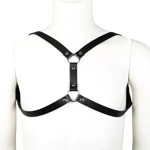 Adjustable PU Leather Chest Belt BDSM Bondage Gear for Gay Men Fetish Clothing