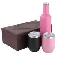 Boîte de transport en cuir Pu, personnalisé, boîte isolante pour bouteilles de vin 750Ml, deux gobelet à vin avec couvercles, boîtes cadeaux
