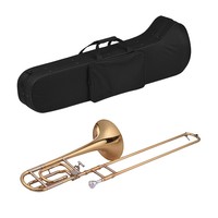 Professional Brass Bb/F Key Gold Tuning Slide Trombone with F Key