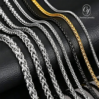 Collier chaîne à maillons en acier inoxydable poli brillant, motif fleur de blé, unisexe, chaîne de pull, bijou de cou tendance, vente en gros