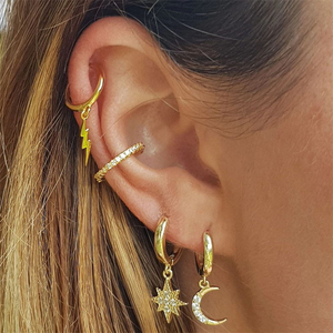 ROXI Pendientes de Plata de Ley S925 de Lujo Ligero, Diseño Asimétrico de Estrella y Luna, Combinan con Todo, para Mujer - Product Image 5