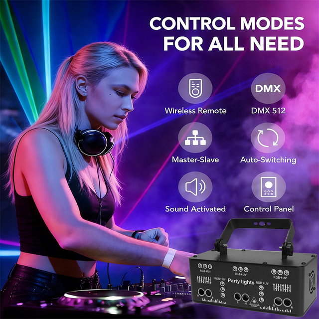 YSH DJ Laser & UV Lights LED Beam Projector IP33 RGBWA DMX-512 for Stage KTV Bar Night Club & Theme Park