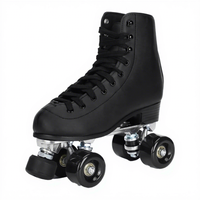 Patins à roulettes classiques noirs RS, élégants patins à roulettes quad pour la récréation des adultes