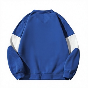 เสื้อสเวตเชิ้ตผู้ชายแบบคอซิป ¼ ซิป สีน้ำเงินขาว ผ้าฝ้ายเฟรนช์เทอร์รี่ ลำลอง ปกคอพับ ทรงปกติ ใส่ได้ในฤดูใบไม้ร่วง - Product Image 5