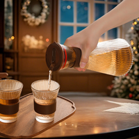 Ensemble de 5 pièces en verre borosilicate sans BPA, comprenant une carafe à eau froide et un service à thé en verre rayé, pour la maison - Vente chaude