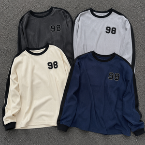 <span class=keywords><strong>T</strong></span>-<span class=keywords><strong>shirt</strong></span> Homme 100% Coton Couleur Unie Manches Longues <span class=keywords><strong>Blanc</strong></span> Scolaire Pour Transfert La Mode Haut de Gamme - Product Image 3