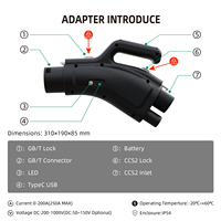 Adaptateur EV 250A DC CCS 2 vers GBT, Prise CCS2, Connecteur International Euro, Convertisseur de Chargeur de Véhicule Électrique GBT