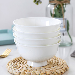 Assiettes à steak modernes en porcelaine blanche de 8 pouces, lot de 24 pièces, design rond en céramique durable, assiettes de mariage écologiques, prix d'usine - Product Image 5