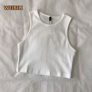 Gilet senza maniche a girocollo tinta unita europa e America morbida pelle traspirante Top da <span class=keywords><strong>donna</strong></span> per l'estate - Product Image 2