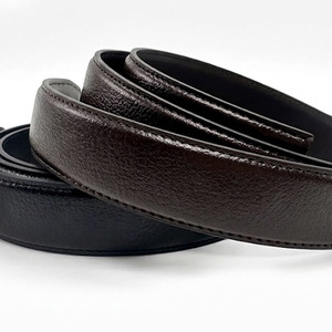 Sangle de ceinture de remplacement en cuir de vache véritable coréen avec boucle à cliquet AT-30-110-Classic Noir/Marron 30mm 110cm Plate - Product Image 1