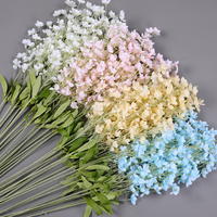 Harga Pabrik Karangan Bunga Campanula Bluebells Kustom Bunga Sutra Mekar 95cm 80 Buah untuk Hari Valentine Tanaman Buatan