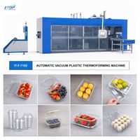 Multistation plastic thermoformmachine voor de productielijn van wegwerp bekers, borden, trays en containers, met energiebesparend ontwerp