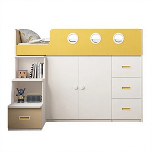Lit superposé en bois de chêne moderne avec grande armoire de rangement - pour la chambre d'enfant - Product Image 2