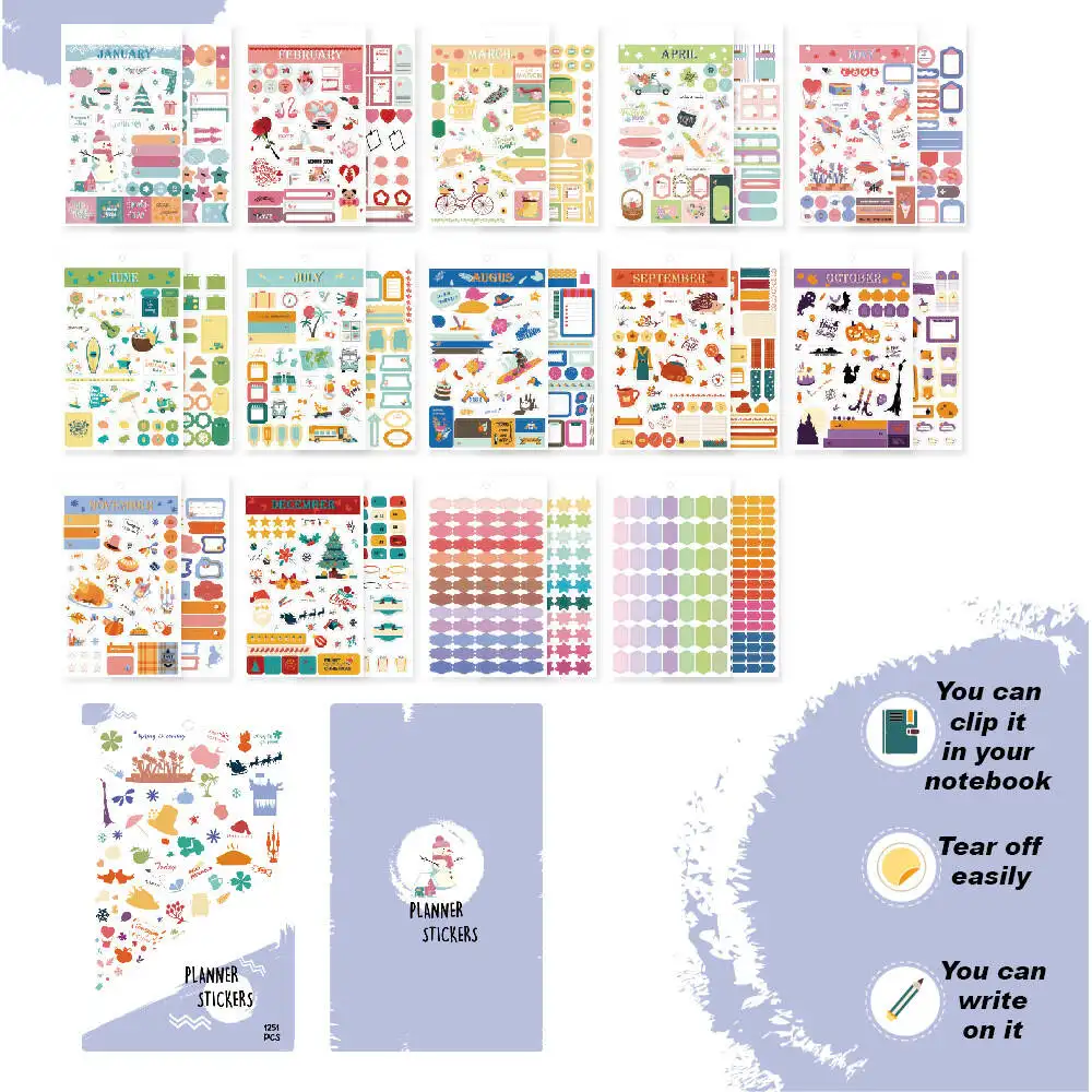 28 Sheets Daily Planners Monthly Planner Stickers and Accessories for Calendar Planning Seasonal Holiday planner Stickers