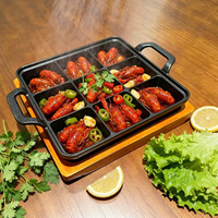 Poêle à griller carrée en fonte à 9 compartiments, double poignée, antiadhésive, multifonctionnelle, pour barbecue, steak, utilisation intérieure et extérieure