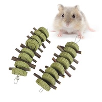 Jouet à mâcher pour lapin en paille naturelle faite à la main, bâtonnet de pomme et gâteau de foin de timothée