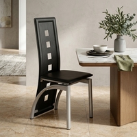 Chaise de salle à manger moderne rembourrée avec dossier et structure en métal pour salle à manger et cuisine