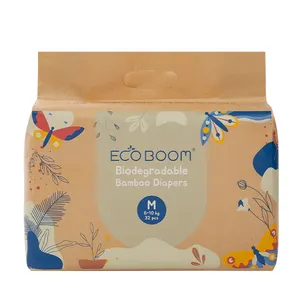 Fraldas de bebê eco boom bambu premium, fraldas confortáveis biodegradáveis